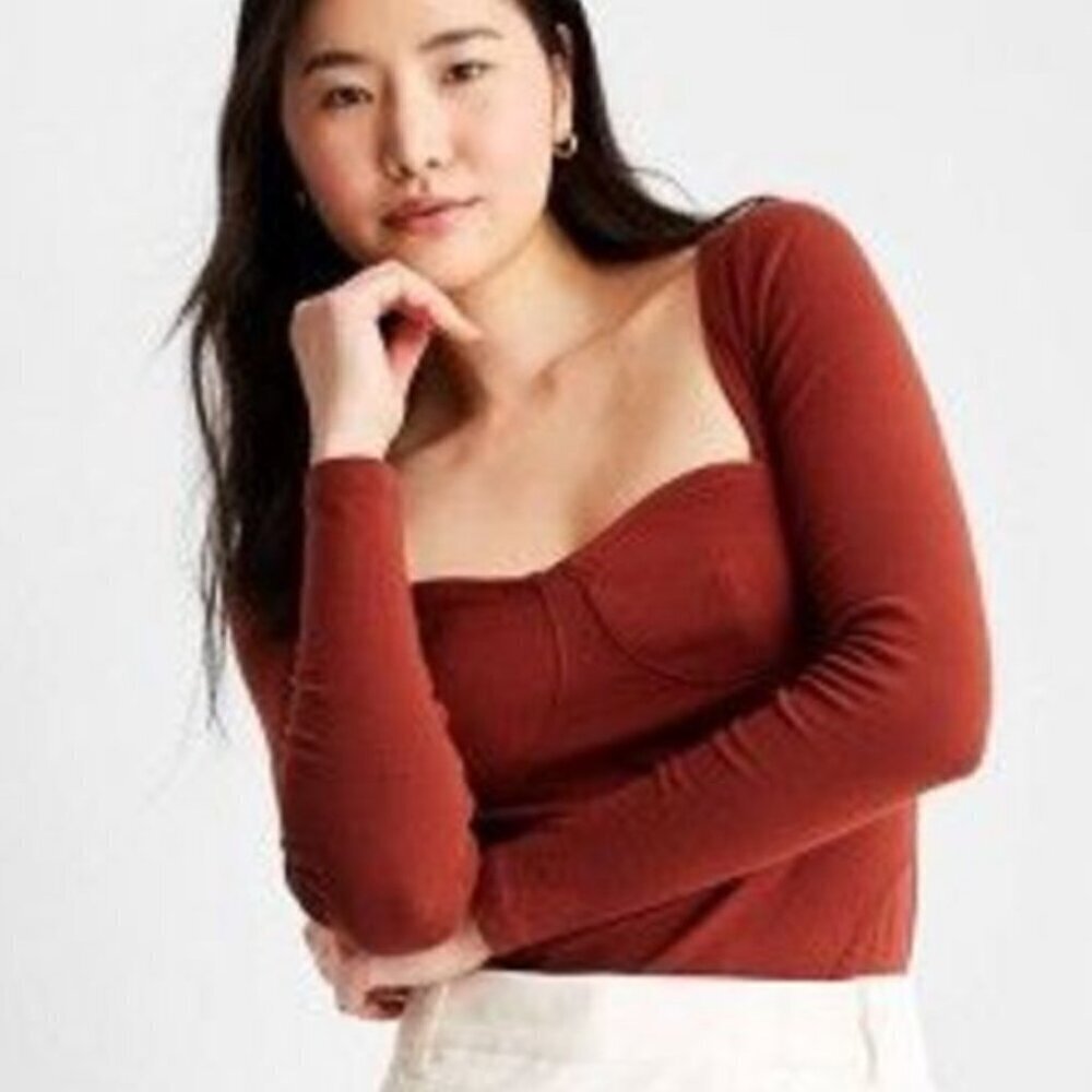 NWT Future Collective Reese Blutstein Rust Sweetheart Corset Top Modern Ballet
